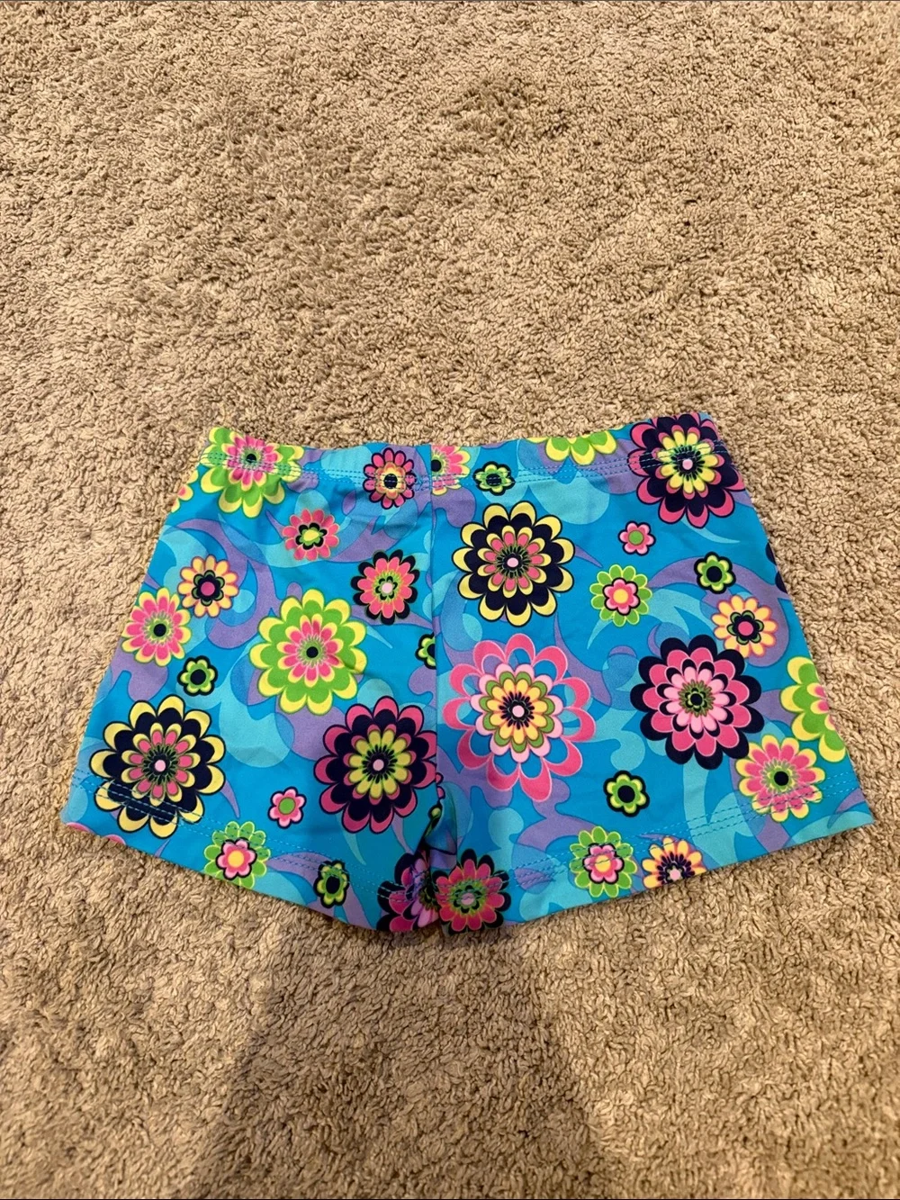 Bright Floral Fun Gymnastics Childs Shorts Very Size Adjustable
